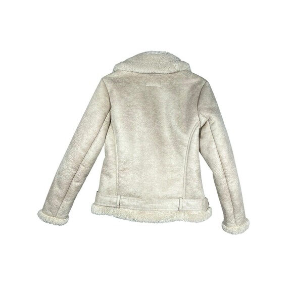 Abercrombie & Fitch Women’s Faux Suede Shearling Moto Biker Jacket Size M Tan - Picture 9 of 14